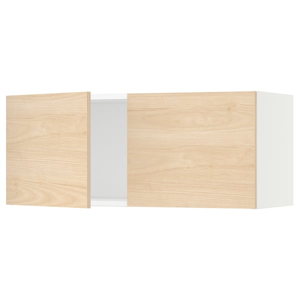 SEKTION Gabin pared 2 puertas c/ estantes, blanco/Askersund efecto fresno claro, 91x37x38 cm