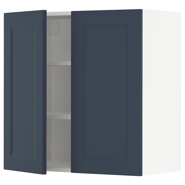 SEKTION Gabin pared 2 puertas c/ estantes, blanco Axstad/mate azul, 76x37x76 cm