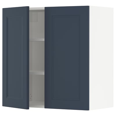 SEKTION Gabin pared 2 puertas c/ estantes, blanco Axstad/mate azul, 76x37x76 cm