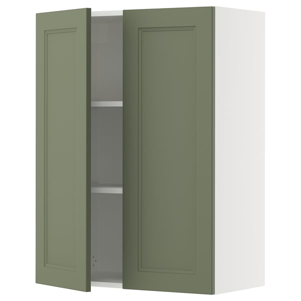 SEKTION Gabin pared 2 puertas c/ estantes, blanco/Axstad verde grisáceo, 76x37x102 cm