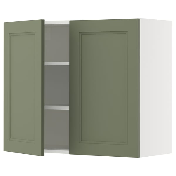 SEKTION Gabin pared 2 puertas c/ estantes, blanco/Axstad verde grisáceo, 91x37x76 cm