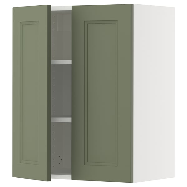 SEKTION Gabin pared 2 puertas c/ estantes, blanco/Axstad verde grisáceo, 61x37x76 cm