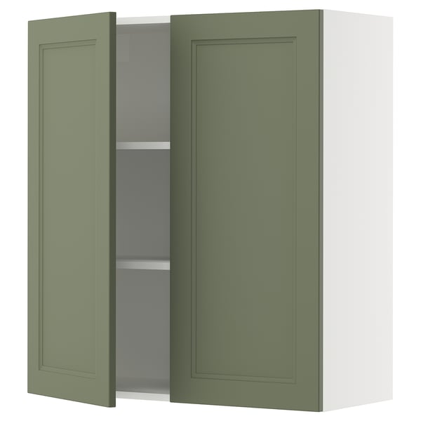 SEKTION Gabin pared 2 puertas c/ estantes, blanco/Axstad verde grisáceo, 91x37x102 cm
