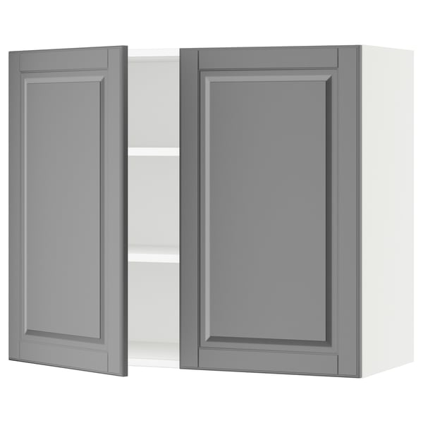 SEKTION Gabin pared 2 puertas c/ estantes, blanco/Bodbyn gris, 91x37x76 cm