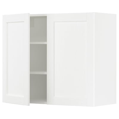 SEKTION Gabin pared 2 puertas c/ estantes, blanco Enköping/blanco efecto madera, 91x37x76 cm