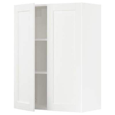 SEKTION Gabin pared 2 puertas c/ estantes, blanco Enköping/blanco efecto madera, 76x37x102 cm