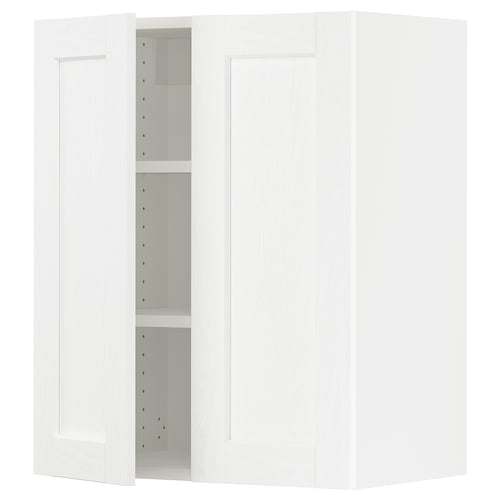 SEKTION Gabin pared 2 puertas c/ estantes, blanco Enköping/blanco efecto madera, 61x37x76 cm