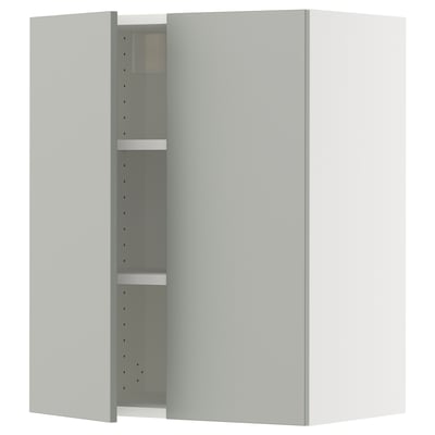SEKTION Gabin pared 2 puertas c/ estantes, blanco/Havstorp gris claro, 61x37x76 cm