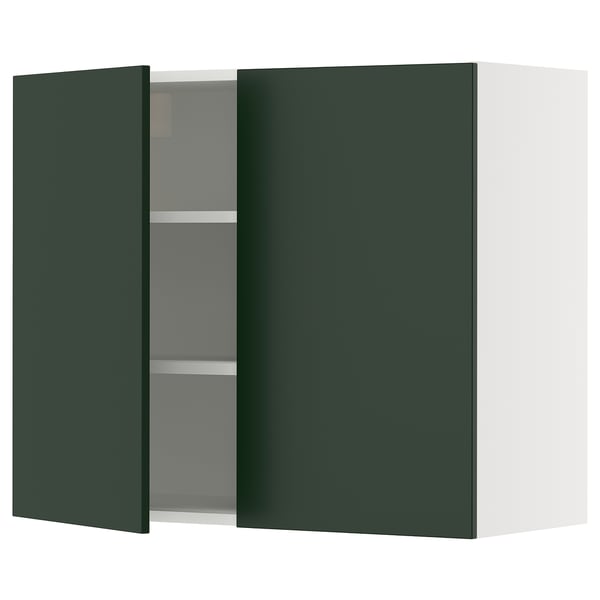 SEKTION Gabin pared 2 puertas c/ estantes, blanco/Havstorp Verde oscuro, 91x37x76 cm