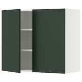 SEKTION Gabin pared 2 puertas c/ estantes, blanco/Havstorp Verde oscuro, 91x37x76 cm