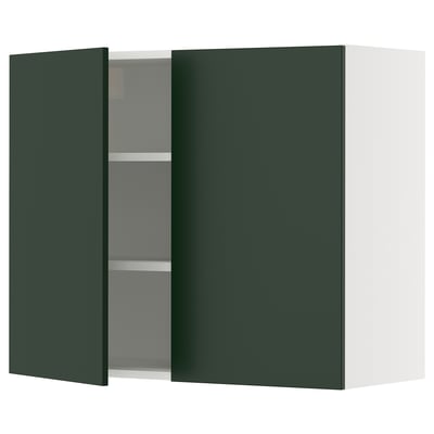 SEKTION Gabin pared 2 puertas c/ estantes, blanco/Havstorp Verde oscuro, 91x37x76 cm