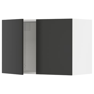 SEKTION Gabin pared 2 puertas c/ estantes, blanco/Nickebo Carbón mate, 76x37x51 cm