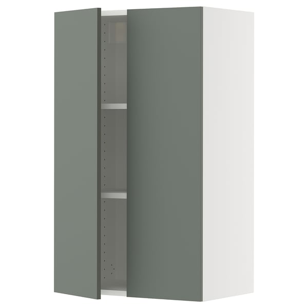 SEKTION Gabin pared 2 puertas c/ estantes, blanco/Nickebo Verde grisáceo mate, 61x37x102 cm