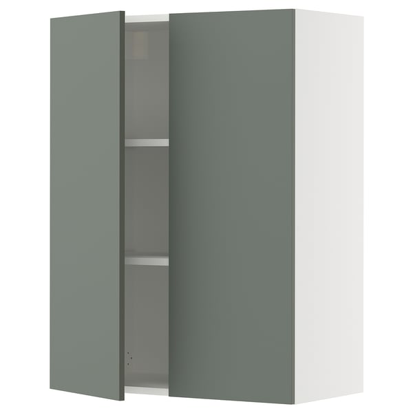 SEKTION Gabin pared 2 puertas c/ estantes, blanco/Nickebo Verde grisáceo mate, 76x37x102 cm