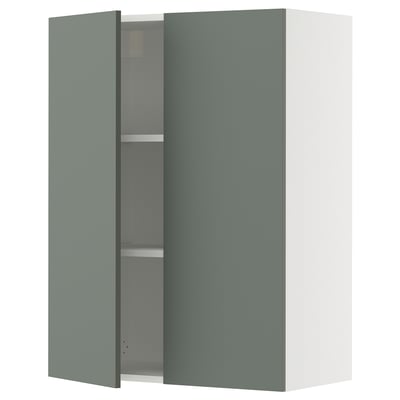 SEKTION Gabin pared 2 puertas c/ estantes, blanco/Nickebo Verde grisáceo mate, 76x37x102 cm