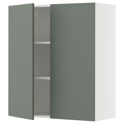 SEKTION Gabin pared 2 puertas c/ estantes, blanco/Nickebo Verde grisáceo mate, 91x37x102 cm