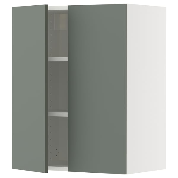 SEKTION Gabin pared 2 puertas c/ estantes, blanco/Nickebo Verde grisáceo mate, 61x37x76 cm