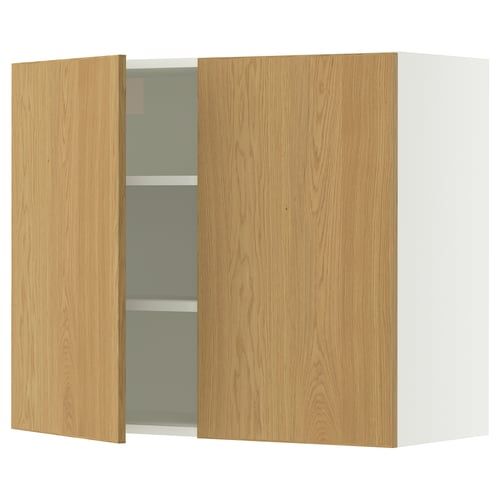 SEKTION Gabin pared 2 puertas c/ estantes, blanco/Sinarp chapa roble, 91x37x76 cm