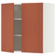 SEKTION Gabin pared 2 puertas c/ estantes, blanco/Terrsjö motivo de ondas marrón rojizo, 76x37x76 cm