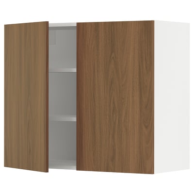 SEKTION Gabin pared 2 puertas c/ estantes, blanco/Tistorp Efecto nogal café, 91x37x76 cm