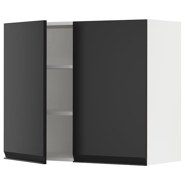 SEKTION Gabin pared 2 puertas c/ estantes, blanco/Upplöv Carbón mate, 91x37x76 cm