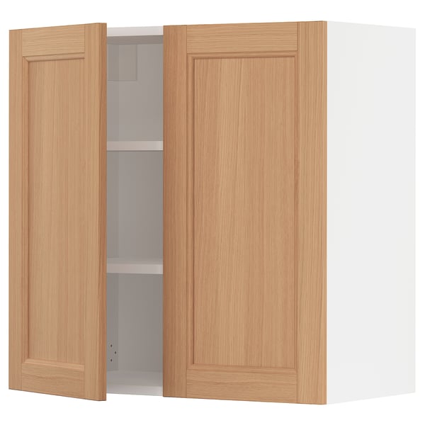 SEKTION Gabin pared 2 puertas c/ estantes, blanco/Vedhamn roble, 76x37x76 cm