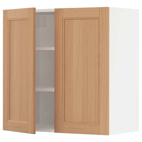 SEKTION Gabin pared 2 puertas c/ estantes, blanco/Vedhamn roble, 76x37x76 cm