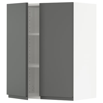 SEKTION Gabin pared 2 puertas c/ estantes, blanco/Voxtorp gris oscuro, 61x37x76 cm