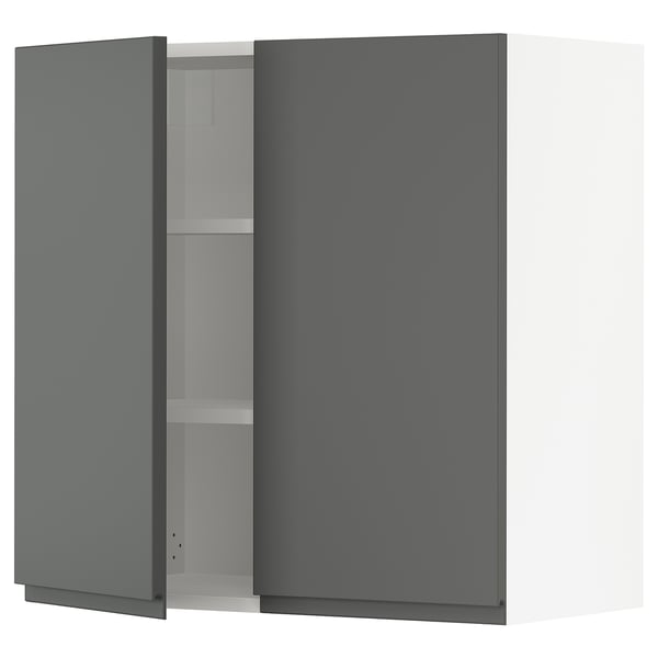 SEKTION Gabin pared 2 puertas c/ estantes, blanco/Voxtorp gris oscuro, 76x37x76 cm