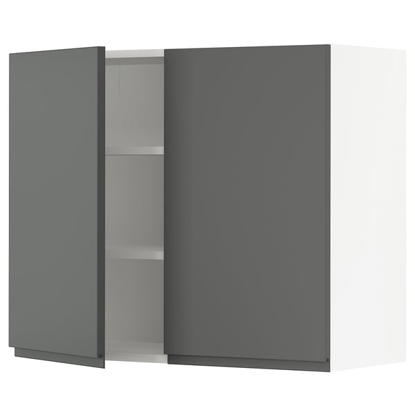 SEKTION Gabin pared 2 puertas c/ estantes, blanco/Voxtorp gris oscuro, 91x37x76 cm