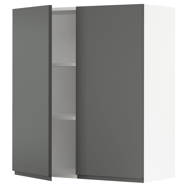 SEKTION Gabin pared 2 puertas c/ estantes, blanco/Voxtorp gris oscuro, 91x37x102 cm
