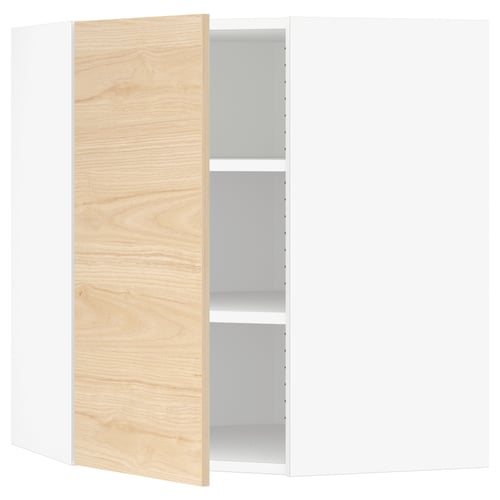 SEKTION Gabin pared esquina 1 puerta c/ests, blanco/Askersund efecto fresno claro, 66x37x76 cm