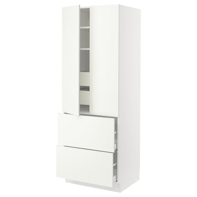 SEKTION Gabinete alto 2 puertas 4 cajones, blanco/Vallstena blanco, 76x61x203 cm
