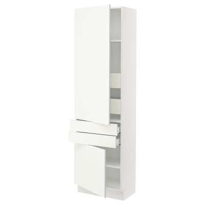 SEKTION Gabinete alto 2 puertas 4 cajones, blanco/Vallstena blanco, 61x37x203 cm
