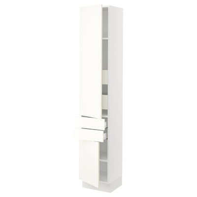 SEKTION Gabinete alto 2 puertas 4 cajones, blanco/Vallstena blanco, 38x37x203 cm