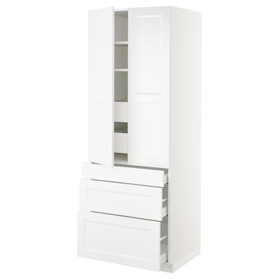 SEKTION Gabinete alto 2 puertas 5 cajones, blanco/Axstad blanco mate, 76x61x203 cm