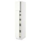 SEKTION Gabinete alto 2 puertas 5 cajones, blanco/Vallstena blanco, 38x61x203 cm