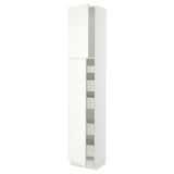 SEKTION Gabinete alto 2 puertas 5 cajones, blanco/Vallstena blanco, 46x37x229 cm