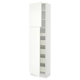 SEKTION Gabinete alto 2 puertas 5 cajones, blanco/Vallstena blanco, 61x37x229 cm