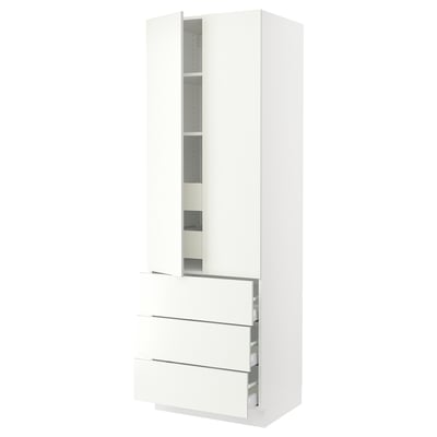 SEKTION Gabinete alto 2 puertas 5 cajones, blanco/Vallstena blanco, 76x61x229 cm