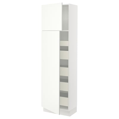 SEKTION Gabinete alto 2 puertas 5 cajones, blanco/Vallstena blanco, 61x37x203 cm