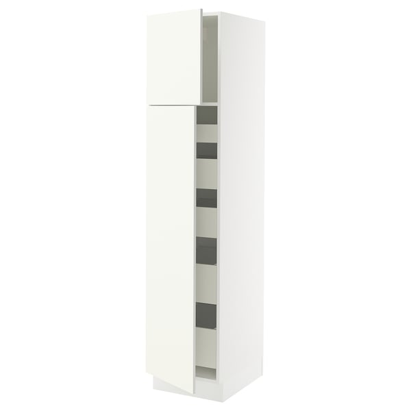 SEKTION Gabinete alto 2 puertas 5 cajones, blanco/Vallstena blanco, 46x61x203 cm