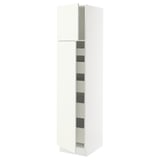 SEKTION Gabinete alto 2 puertas 5 cajones, blanco/Vallstena blanco, 46x61x203 cm