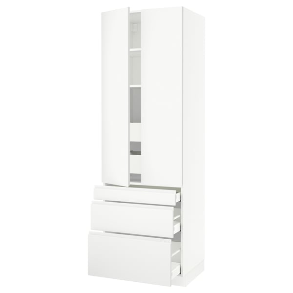 SEKTION Gabinete alto 2 puertas 5 cajones, blanco/Voxtorp blanco mate, 76x61x229 cm