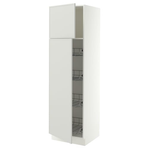 SEKTION Gabinete alto 2 puertas c/canasta, blanco/Aspudden gris claro, 61x61x203 cm