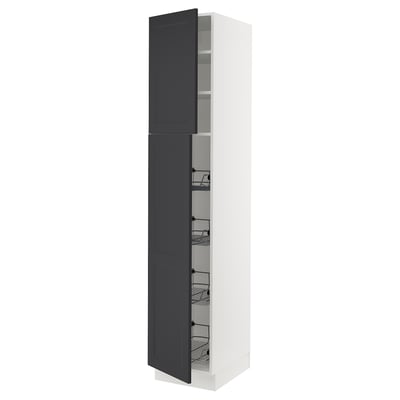 SEKTION Gabinete alto 2 puertas c/canasta, blanco Axstad/mate azul, 46x61x229 cm