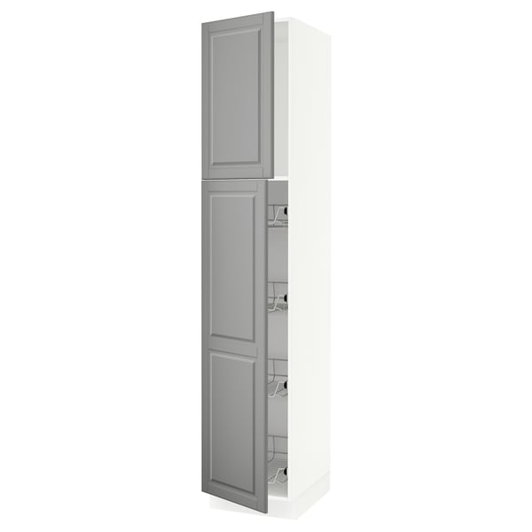 SEKTION Gabinete alto 2 puertas c/canasta, blanco/Bodbyn gris, 46x61x229 cm