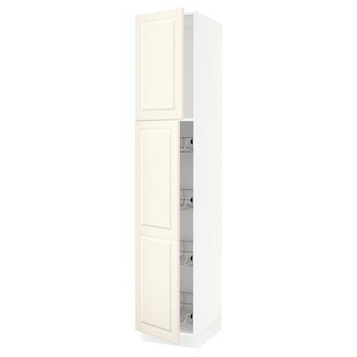 SEKTION Gabinete alto 2 puertas c/canasta, blanco/Bodbyn hueso, 46x61x229 cm