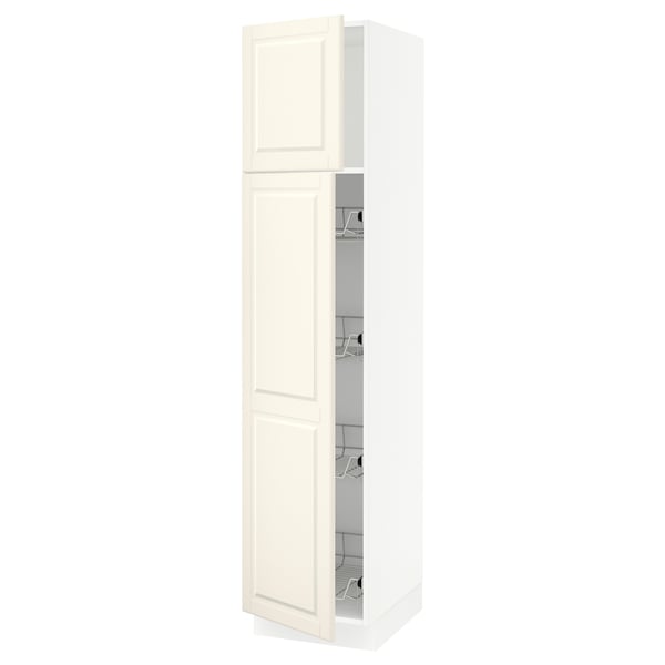SEKTION Gabinete alto 2 puertas c/canasta, blanco/Bodbyn hueso, 46x61x203 cm