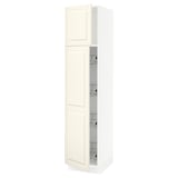 SEKTION Gabinete alto 2 puertas c/canasta, blanco/Bodbyn hueso, 46x61x203 cm